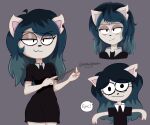  2022 6:5 absurd_res anthro astralgloom blue_body blue_fur cartoon_hangover claire_(the_summoning) clothing domestic_cat dress felid feline felis female fur grey_background hi_res mammal notched_ear signature simple_background solo the_summoning wand 