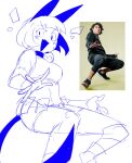  1girl bad_link firemauer highres looking_at_viewer ms._fortune_(skullgirls) open_mouth reference_photo short_hair sketch skullgirls 