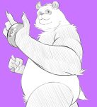  2022 absurd_res anthro belly biped giant_panda hi_res humanoid_hands jujutsu_kaisen kamui_shirow kemono mammal overweight panda_(jujutsu_kaisen) purple_background simple_background solo ursid 