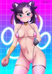  absurd_res animal_humanoid big_breasts bikini blush breasts cat_humanoid clothing felid felid_humanoid feline feline_humanoid female fishnet fishnet_legwear hi_res humanoid legwear looking_at_viewer mammal mammal_humanoid marnie_(pok&eacute;mon) navel nintendo nipple_outline pok&eacute;mon solo swimwear video_games yukinomemories 