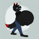  abdominal_bulge after_vore anthro belly bodily_fluids canid canine canis clothing digestion duo eroolah feroxdoon fox male male/male mammal oral_vore red_fox sambuca semi-willing smile soft_vore sweat tail vore wolf 