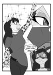  absurd_res anthro blush cheetah close-up comic domestic_cat duo eyewear felid feline felis female glasses hi_res humanoid mammal marshbreeze monochrome simple_background sparkles wave 