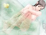  barefoot bath black_hair breasts discipline dutch_angle feet game_cg kaneda_maiko large_breasts pussy red_eyes rubber_duck sei_shoujo smile solo 