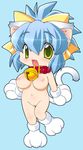  animal_ears breasts cat_ears chibi collar copyright_request futaba_morishita gloves large_breasts solo tail 