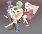  2girls bad_feet bad_id bad_pixiv_id barefoot bra bra_lift breasts clothed_sex cum cum_in_pussy green_hair hand_on_shoulder happy_sex hetero holding_up leg_hold legs lingerie macross macross_frontier multiple_girls neemui netorare nipples panties panties_aside penis petite ranka_lee red_eyes saotome_alto sex sheryl_nome small_breasts spread_legs standing strap_slip striped striped_panties suspended_congress underwear underwear_only vaginal 