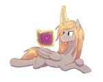  &lt;3 absurd_res at_peace beard blonde_hair book caelicus_dawnus crossed_hooves curved_horn equid equine facial_hair fan_character feral folded_wings hair hasbro hi_res horn levitation long_mane looking_at_book looking_at_object lying magic magic_user magical_binding male mammal my_little_pony on_front open_book reading reading_book siansaar smile solo winged_crown winged_unicorn wings 