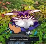  amphibian anthro big_the_cat chest_tuft domestic_cat english_text felid feline felis feral flamecore frog froggy_(sonic) fur grass group male mammal meme overweight overweight_male plant purple_body purple_fur sega smile sonic_the_hedgehog_(series) text tuft water yellow_eyes 