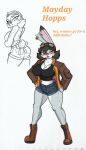  absurd_res anthro big_breasts blush boots breasts clothing fan_character female footwear hi_res jacket mayday_hopps pace-maker ribbons solo thick_thighs topwear 