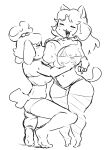  animal_crossing anthro big_breasts blush bodily_fluids bra breast_play breast_suck breasts canid canine canis clothed clothing crossover domestic_dog duo eyes_closed felid feline female female/female fur hi_res isabelle_(animal_crossing) mammal monochrome nintendo nipples open_mouth shih_tzu simple_background sucking sweat tem temmie_(undertale) thick_thighs tommyowo topwear toy_dog undertale undertale_(series) underwear video_games 