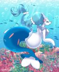  anthozoan anthro belly big_belly bubble cnidarian coral female fish hair hi_res marine nintendo pok&eacute;mon pok&eacute;mon_(species) pregnant pregnant_female primarina sea solo spottedtigress underwater video_games water 