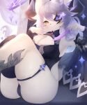  anthro breasts butt cleavage clothed clothing female hair legband mammal nalu_ame021 panties purple_hair solo thighband underwear 