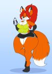  2019 4_breasts absurd_res aeril_(helios) anthro barefoot beverage big_breasts black_nose breasts canid canine cleavage clothed clothing digitigrade dipstick_ears dipstick_tail facial_markings feet female fox fur gloves_(marking) hair hand_on_hip head_markings hi_res holding_object looking_at_viewer mammal markings multi_breast multicolored_ears multicolored_tail nipple_outline orange_body orange_fur ponytail red_hair shirt simple_background smile solo sportswear stunnerpony tail_markings tank_top thick_thighs toes topwear white_body white_fur wide_hips yellow_eyes 