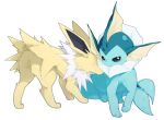  all_fours ambiguous_gender blue_body blush digital_media_(artwork) duo eeveelution embrace fin frill_(anatomy) fur hair hi_res jolteon neck_tuft nintendo nuzzling pok&eacute;mon pok&eacute;mon_(species) simple_background sitting spiky_hair tuft umixign vaporeon video_games yellow_body yellow_fur 