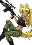  alpha_channel animal_humanoid blonde_hair blue_eyes bottomwear camo camo_bottomwear camo_clothing camo_pants camo_print canid canid_humanoid canine canine_humanoid clothing female gun hair humanoid liru looking_at_viewer mammal mammal_humanoid markings one_eye_closed pants pattern_bottomwear pattern_clothing pattern_pants ranged_weapon renkin_3-kyuu_magical?_pokahn solo unknown_artist weapon whisker_markings wink wolf_humanoid 