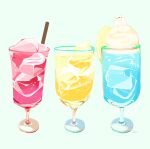  animal bear bubble chai_(drawingchisanne) commentary_request cup drink drinking_glass drinking_straw food food_focus fruit glass highres ice ice_cream ice_cream_float lemon lemon_slice no_humans on_food original polar_bear signature simple_background soda undersized_animal 