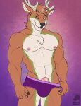  antlers balls bulge cervid cervine clothing confident genitals hi_res horn male male/male mammal muscular nipples pecs penis silver_tendril tigran_the_werewolf top_(disambiguation) underwear 
