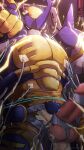  anthro armor arthropod balls bandai_namco beetle beetlemon digimon digimon_frontier electricity electrostimulation erection genitals hi_res insect looking_pleasured male muscular muscular_anthro orange11803164 pecs penis solo 