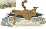  anthro big_butt black_pawpads brown_body brown_fur butt cartoon_network eebahdeebah eye_spots feet feet_up fur half-closed_eyes hi_res huge_butt humanoid_feet looking_at_viewer looking_back lying male mammal markings messy_room muscle_tone muscular muscular_anthro muscular_male narrowed_eyes nude on_front pawpads paws procyonid raccoon raised_tail regular_show rigby_(regular_show) ring_(marking) ringtail solo tail_markings trampoline 