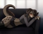  anthro bed bethesda_softworks deathclaw fallout ferelay furniture general_(disambiguation) hi_res humanoid invalid_tag lying male on risl_zxc sfw shy solo the video_games ych 