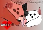  anthro blush bodily_fluids canid canine canis digital_drawing_(artwork) digital_media_(artwork) dripping duo english_text five_nights_at_freddy&#039;s fox foxy_(fnaf) french_kissing hi_res kissing love male male/male mammal otto_wolf riley_morningstar saliva saliva_drip saliva_on_tongue scottgames simple_background text video_games wolf 
