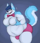  anthro belly big_belly bulge canid canine canis clothing domestic_dog hi_res hicanyoumooforme husky male mammal moobs nordic_sled_dog overweight overweight_anthro overweight_male solo spitz underwear wintie wolf 