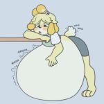  animal_crossing anthro belly belly_expansion belly_inflation big_belly canid canine canis domestic_dog expansion female hi_res hyper hyper_belly inflation isabelle_(animal_crossing) mammal nintendo pompuffy_(artist) solo video_games 