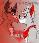  anthro bandanna blue_eyes bodypaint canid canine canis digital_media_(artwork) digital_painting_(artwork) duo eye_patch eyewear face_paint five_nights_at_freddy&#039;s fox foxy_(fnaf) hi_res kerchief kissing male male/male mammal otto_wolf riley_morningstar scottgames simple_background video_games wolf yellow_eyes 