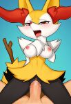  anthro blush bodily_fluids braixen breasts canid canine canis chest_tuft duo fangs female fur genital_fluids genitals hi_res human inner_ear_fluff loodncrood looking_at_viewer looking_pleasured male male/female mammal nintendo nipples nude open_mouth penetration penis pok&eacute;mon pok&eacute;mon_(species) pussy pussy_juice red_eyes red_nose saliva sex simple_background stick tongue tongue_out tuft vaginal vaginal_penetration video_games white_body white_fur yellow_body yellow_fur 