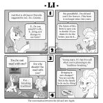  applejack_(mlp) bread comic dialogue english_text female food friendship_is_magic granny_smith_(mlp) hi_res jelly_(food) monochrome my_little_pony text vavacung zap_apple_jam 