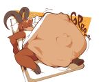  anthro belly big_belly bodily_fluids boot_(artist) bottomless bottomless_male bovid caprine clothed clothing digestion digestion_noises fatal_vore goat male mammal montana_(boot) professor solo student sweat teacher teacher_and_student thick_thighs vore 