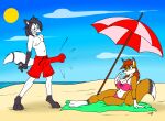  absurd_res alex_(alexmarblefox) anthro ashley_(alexmarblefox) beach big_breasts bikini black_hair blue_eyes bottomwear breasts bulge canid canine cherri_(artist) clothed clothing cock_transformation duo embarrassed erection erection_under_clothing erection_under_swimwear female fox fur genitals green_eyes hair hi_res male male/female mammal marble_fox navel nipples orange_body orange_fur penis penis_creature pink_bikini pink_clothing pink_nipples pink_swimwear red_bottomwear red_clothing red_fox red_hair red_swimming_trunks red_swimwear sand seaside sentient_penis shirtless shocked_expression sky sun swimming_trunks swimwear topless towel transformation umbrella unusual_anatomy unusual_genitalia unusual_penis unwanted_erection water what white_body white_fur 