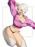  angel_(kof) breasts highres jacket large_breasts panties snowcie the_king_of_fighters underwear white_hair 