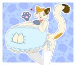  accessory anthro bell bell_collar big_breasts breasts calico_cat clothing collar cosplay domestic_cat felid feline felis female hi_res huge_breasts hyper hyper_breasts looking_at_viewer mammal mottled one_eye_closed piebald solo underwear wafflecat wink 