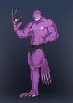  2017 5_fingers bulge claws clothed clothing digital_media_(artwork) eyebrows fingers hi_res humanoid humongous_entertainment long_claws longblueclaw male muscular muscular_humanoid muscular_male nipples pawpads paws purple_body putt-putt_(character) putt-putt_(series) simple_background smile solo standing teeth topless underwear underwear_only video_games 