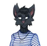  anonymous_artist anthro black_body black_fur blue_eyes clothed clothing domestic_cat felid feline felis fur hammer_and_sickle jewelry male mammal necklace pink_nose profile_picture salem_morozov simple_background solo telnyashka white_background 