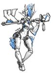  2019 amputee android big_breasts black_body blue_markings breasts crystal cybernetic_limb cybernetics disability eyeless featureless_breasts featureless_crotch female holding_object holding_weapon humanoid jooshy key machine markings melee_weapon multicolored_body one_arm robot simple_background solo standing sword two_tone_body weapon white_background white_body 