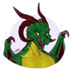  2022 digital_media_(artwork) dragon f-r95 fur furred_dragon green_eyes hi_res horn membrane_(anatomy) membranous_wings smile wings yellow_eyes 