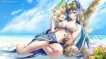  4girls :d animal_ears arknights artist_name bare_legs barefoot bikini black_bikini blonde_hair blue_bikini blue_eyes blue_hair blue_nails blue_ribbon blue_sky blush braid breasts ceobe_(arknights) cleavage commission cup day dog_ears dog_tail dragon_horns dusk_(arknights) earrings eyewear_on_head fang fingernails flower_knot front-tie_bikini front-tie_top gourd holding holding_cup horns jewelry large_breasts leaning_back ling_(arknights) long_fingernails long_hair looking_at_viewer mismatched_bikini multicolored_hair multiple_girls nail_polish navel nian_(arknights) open_mouth outdoors parted_lips pointy_ears red_eyes ribbon round_eyewear sarong see-through siblings sisters sitting sky smile splashing streaked_hair sunglasses swimsuit tail tassel tinted_eyewear twitter_username two-tone_bikini two-tone_hair very_long_hair white_bikini white_hair yellow-tinted_eyewear yokaze_(yokajie) 