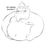  2022 amphibia_(series) amphibian anthro belly big_belly bodily_fluids crown disney english_text hi_res humanoid_hands king_andrias_leviathan male moobs nipples overweight overweight_male salamander_(amphibian) solo stompsthecroc sweat text 