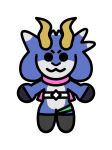  &gt;:3 anthro bovid bovine caprine clothing compressed dot_eyes flofi floppy_ears goat green_band horn legwear male mammal pink_scarf plushie-like ribbons scarf simple_drawing solo thigh_highs volt_goat wolt yellow_horn 