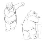  0ottotto0 2016 anthro bulge clothed clothing eyes_closed kemono male mammal open_clothing open_shirt open_topwear overweight overweight_male shirt sketch solo tired topwear underwear ursid 