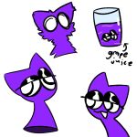  ambiguous_gender black_eyelids blob_creature container cup dominix_(character) fluffy juice_(disambiguation) messy_fur purple_body shocked_expression smug tues 