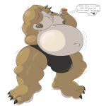  4_toes anthro belly belly_expansion big_belly big_bulge big_muscles big_nipples big_pecs black_nose bleach_(series) bottle brown_body brown_fur brown_nipples bulge canid canine canis chest_tuft claws eggo21 english_text expansion feet fur growth hand_behind_head hi_res holding_bottle holding_object huge_bulge huge_muscles hyper hyper_bulge love_handles male mammal moobs motion_lines muscle_growth musclegut muscular muscular_anthro muscular_male navel nipples overweight overweight_anthro overweight_male pecs sajin_komamura sequence simple_background solo standing teeth text thought_bubble toes tuft weight_gain white_background white_belly wolf yellow_sclera 
