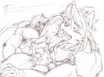  69_position anthro balls bed blush canid canine canis domestic_dog duo eyewear furniture genitals glasses hi_res husky incest_(lore) kouya_(morenatsu) licking looking_pleasured male mammal mitsuhisa_aotsuki morenatsu muscular muscular_arms muscular_male nordic_sled_dog nude oral penile penis penis_grab penis_lick sex spitz tongue tongue_out video_games visual_novel yunu38 