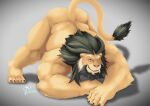  2021 absurd_res anthro arm_tuft arsalan asrou ass_up biped black_claws black_mane butt cheek_tuft claws facial_tuft felid finger_claws green_hair hair hi_res jack-o&#039;_pose lifewonders lion looking_at_viewer male mammal mane mature_anthro mature_male muscular muscular_anthro muscular_male nude nude_anthro nude_male one_eye_closed pantherine pink_nose plantigrade pose purple_eyes shadow solo tail_tuft tiptoes toe_claws tokyo_afterschool_summoners tuft video_games wink 