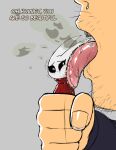  bodily_fluids cursed_image duo e254e english_text female hollow_knight hornet_(hollow_knight) human licking male mammal open_mouth saliva saliva_on_face saliva_on_tongue size_difference smaller_female team_cherry text tongue tongue_out video_games what 