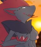  1furrfox absurd_res anthro big_breasts breasts female hi_res nintendo pok&eacute;mon pok&eacute;mon_(species) solo video_games zoroark 