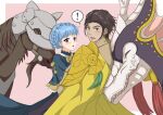  ! 1boy 1girl blue_hair blush brown_hair claude_von_riegan dragon e150625 fire_emblem fire_emblem:_three_houses horse hug marianne_von_edmund 