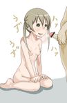  blonde_hair blush breasts censored green_eyes maka_albarn nipples nude penis small_breasts soul_eater tokoroten twintails 