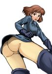  ass brown_eyes brown_hair earrings gloves jewelry kaze_no_tani_no_nausicaa nausicaa no_panties pantyhose solo tonbo 